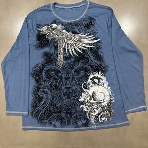 Afflictions style thermal long sleeve shirt
